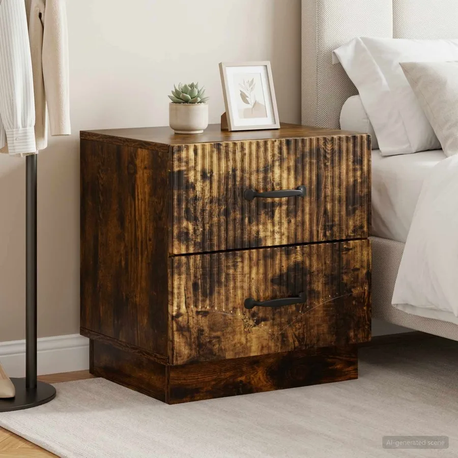 Cabinet de chevet 2 pcs Chêne fumé 43 x 34,5 x 44,5 cm - 4