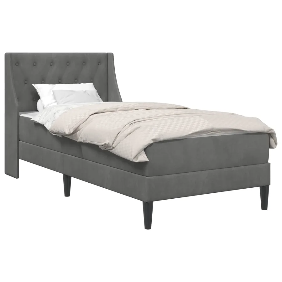 Cadre de lit avec matelas Gris foncé 100 x 200 cm Velours - 2