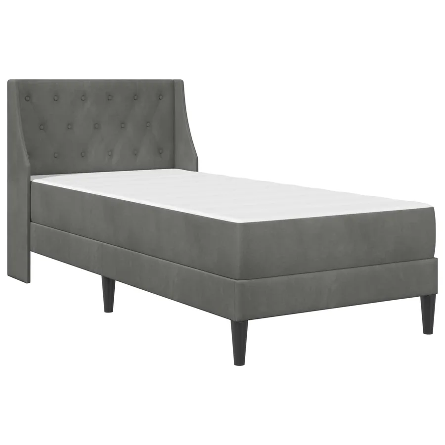Cadre de lit avec matelas Gris foncé 100 x 200 cm Velours - 3