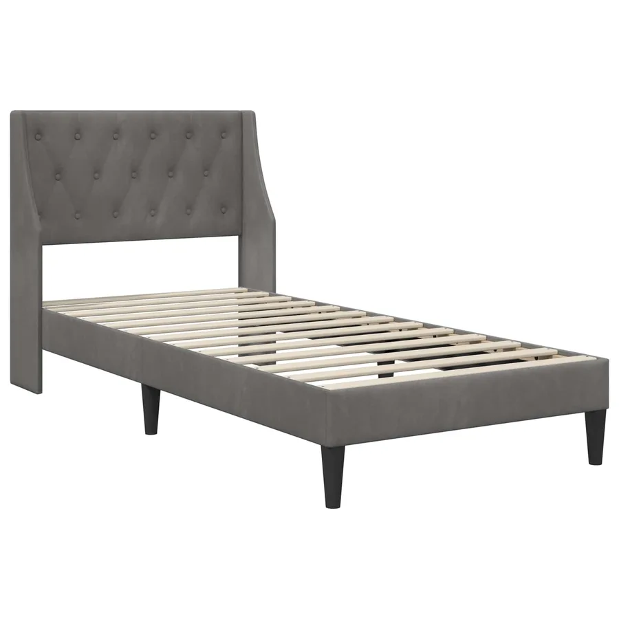 Cadre de lit avec matelas Gris foncé 100 x 200 cm Velours - 4