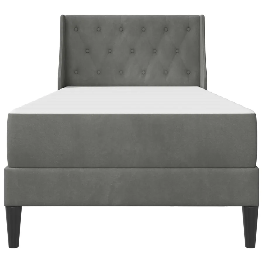 Cadre de lit avec matelas Gris foncé 100 x 200 cm Velours - 6