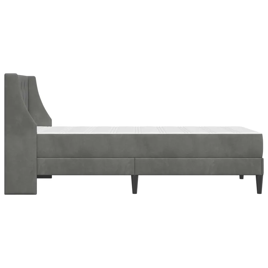 Cadre de lit avec matelas Gris foncé 100 x 200 cm Velours - 7