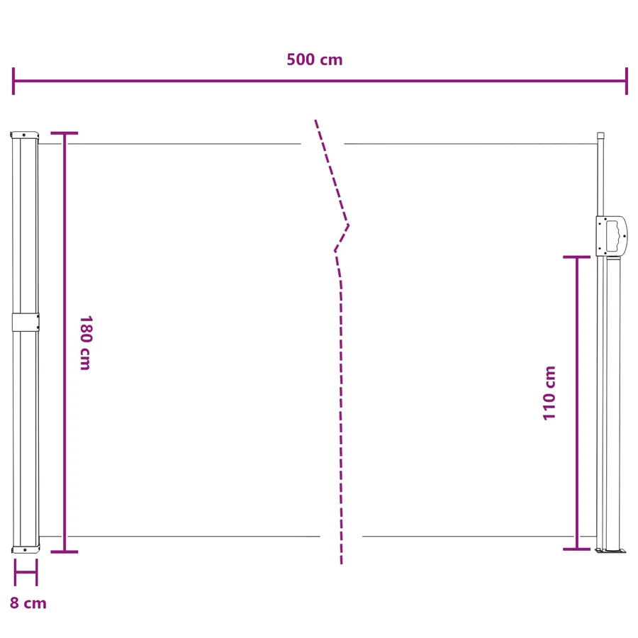 Store latéral rétractable Gris 500 x 180 cm Polyester - 8