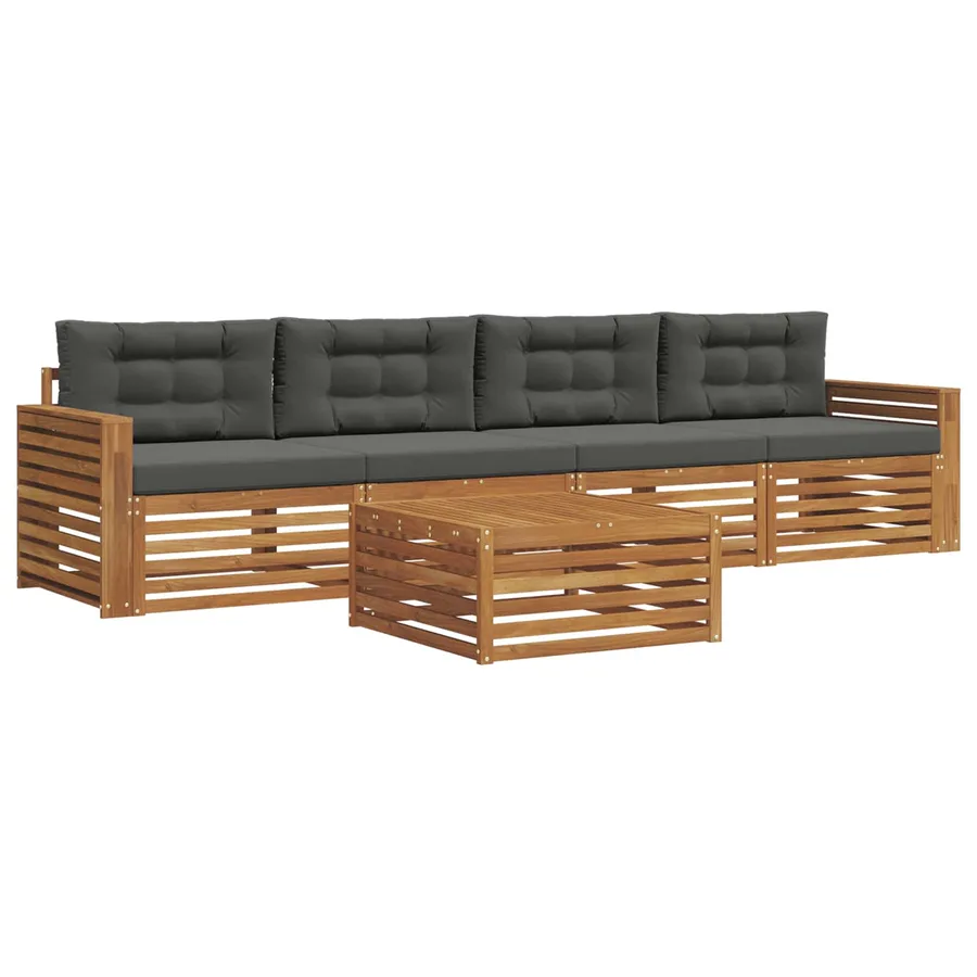 Ensemble de canapés d'extérieur 5 pcs Naturel et Anthracite - 2