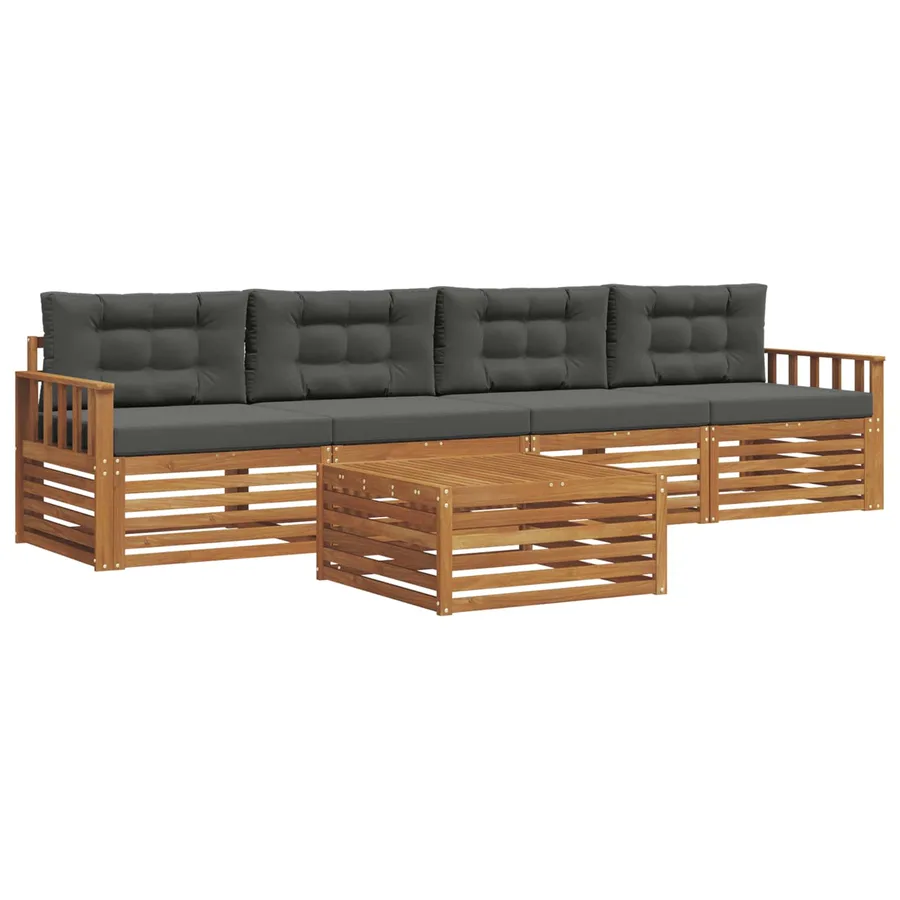 Ensemble de canapés d'extérieur 5 pcs Naturel et Anthracite - 2