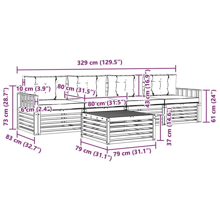 Ensemble de canapés d'extérieur 5 pcs Naturel et Anthracite - 9