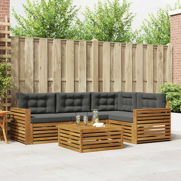 Ensemble de canapés d'extérieur 5 pcs Naturel et Anthracite