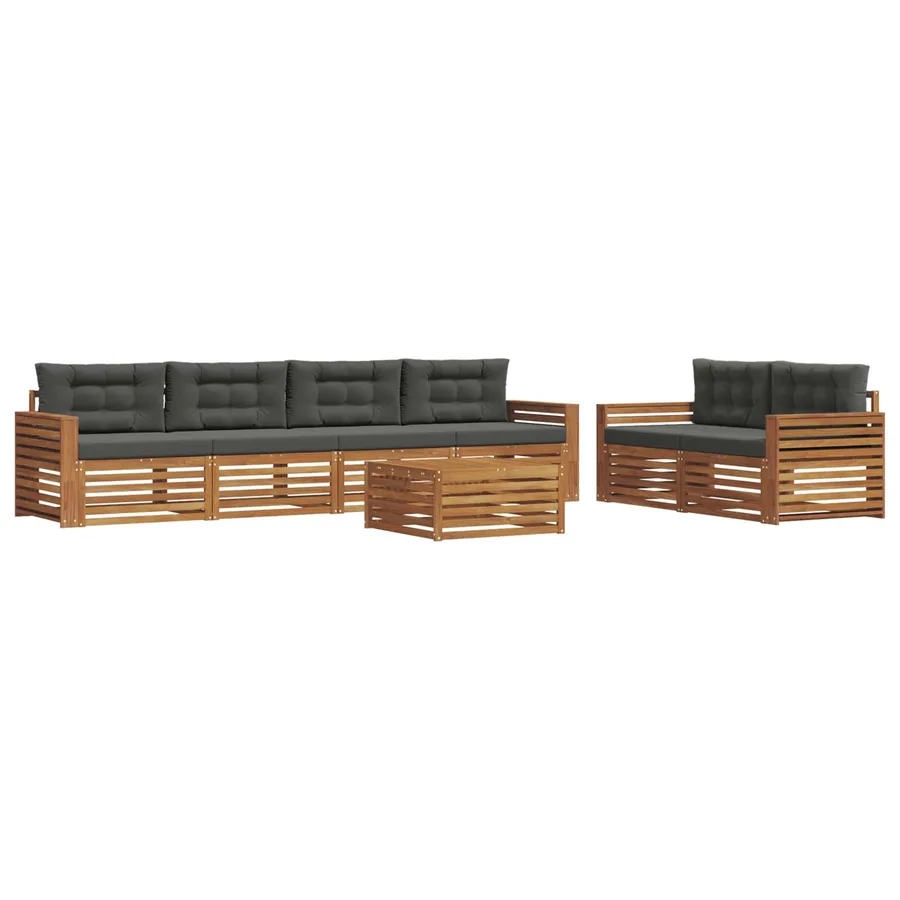 Ensemble de canapés d'extérieur 7 pcs Naturel et Anthracite - 2