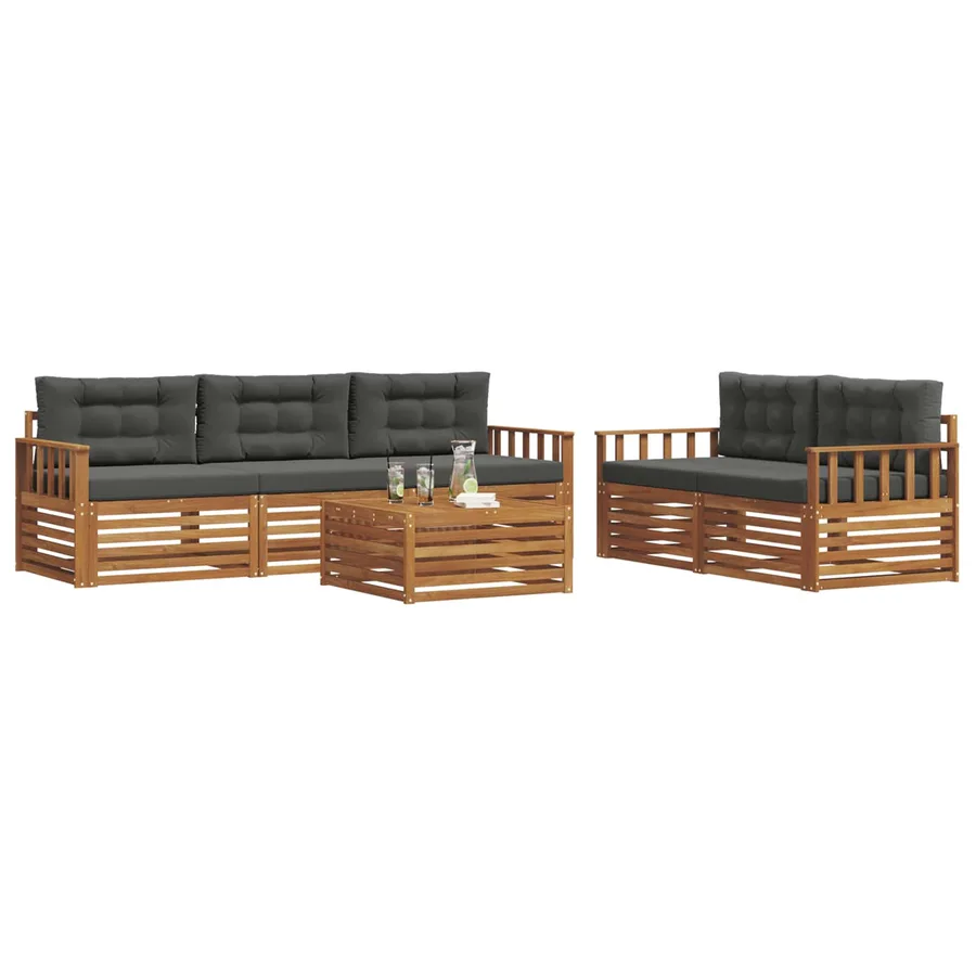 Ensemble de canapés d'extérieur 6 pcs Naturel et Anthracite - 3