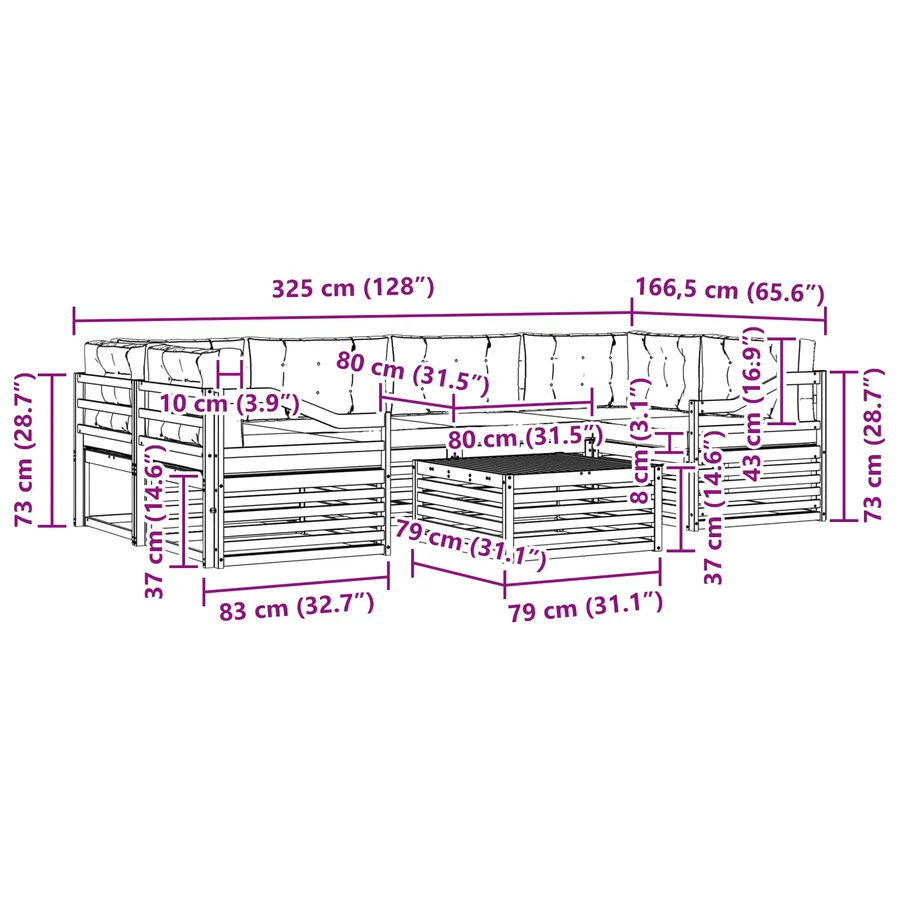 Ensemble de canapés d'extérieur 7 pcs Naturel et Anthracite - 8