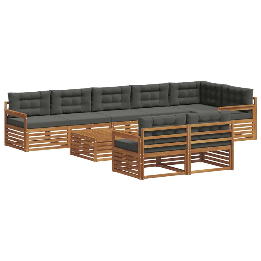 Ensemble de canapés d'extérieur 9 pcs Naturel et Anthracite - 2