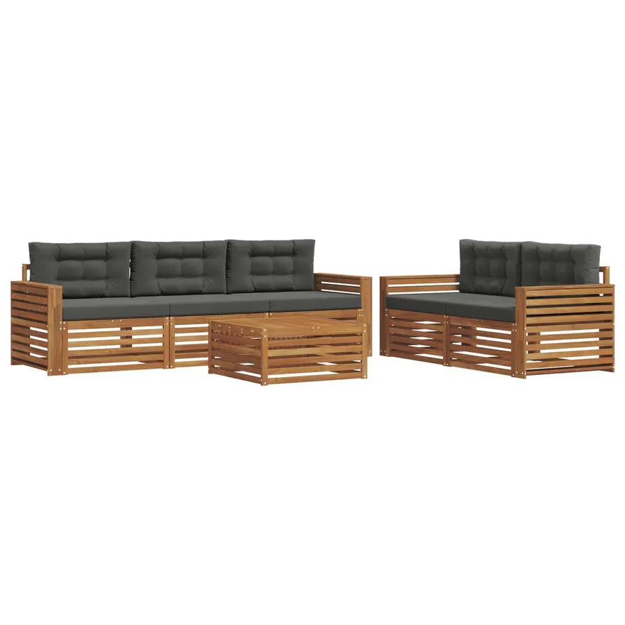 Ensemble de canapés d'extérieur 6 pcs Naturel et Anthracite - 2