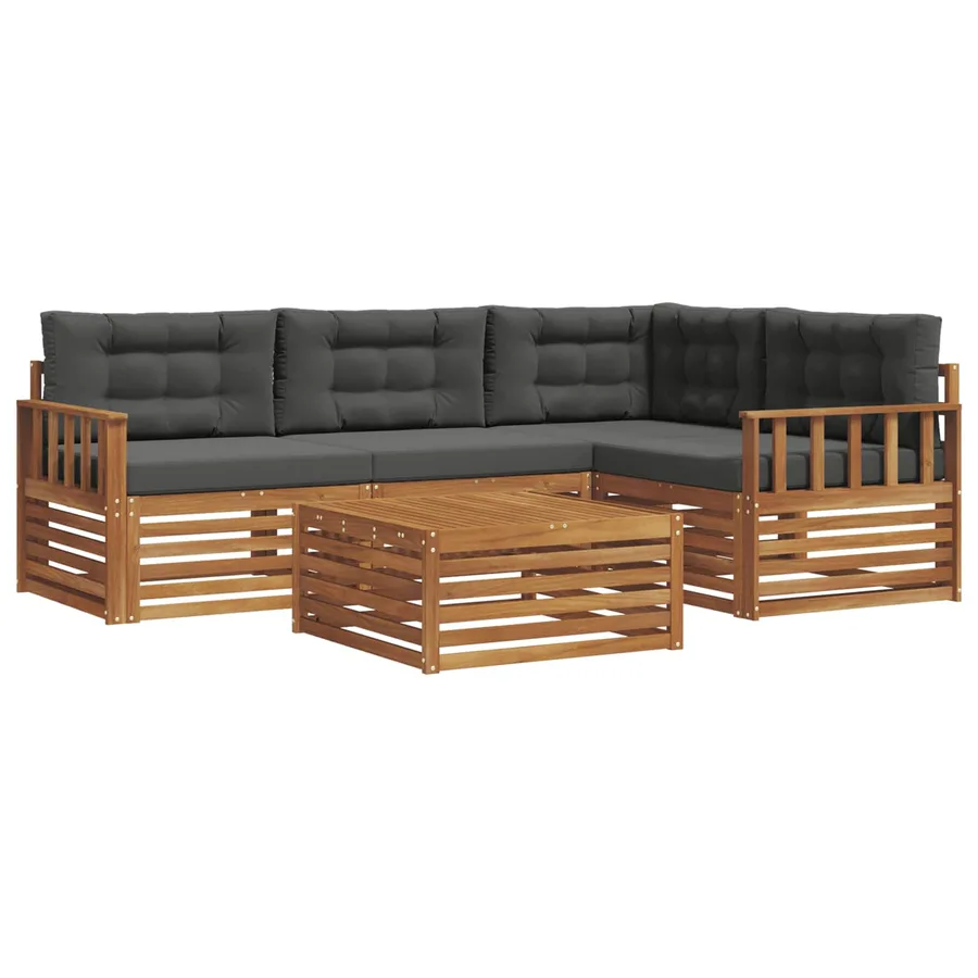 Ensemble de canapés d'extérieur 5 pcs Naturel et Anthracite - 2