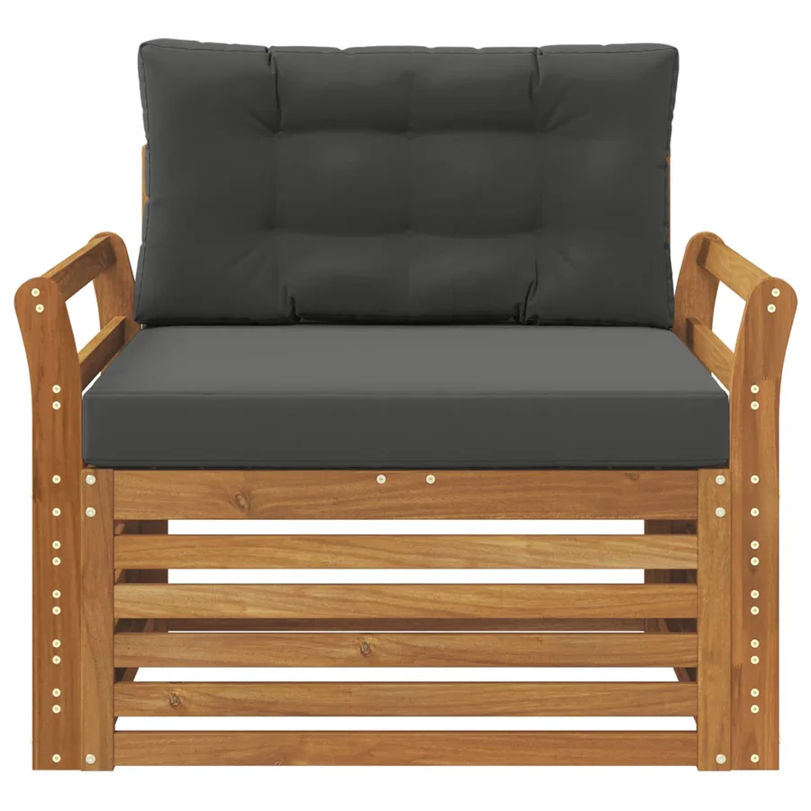 Canapé d’extérieur Bois d'acacia massif et polyester - 3
