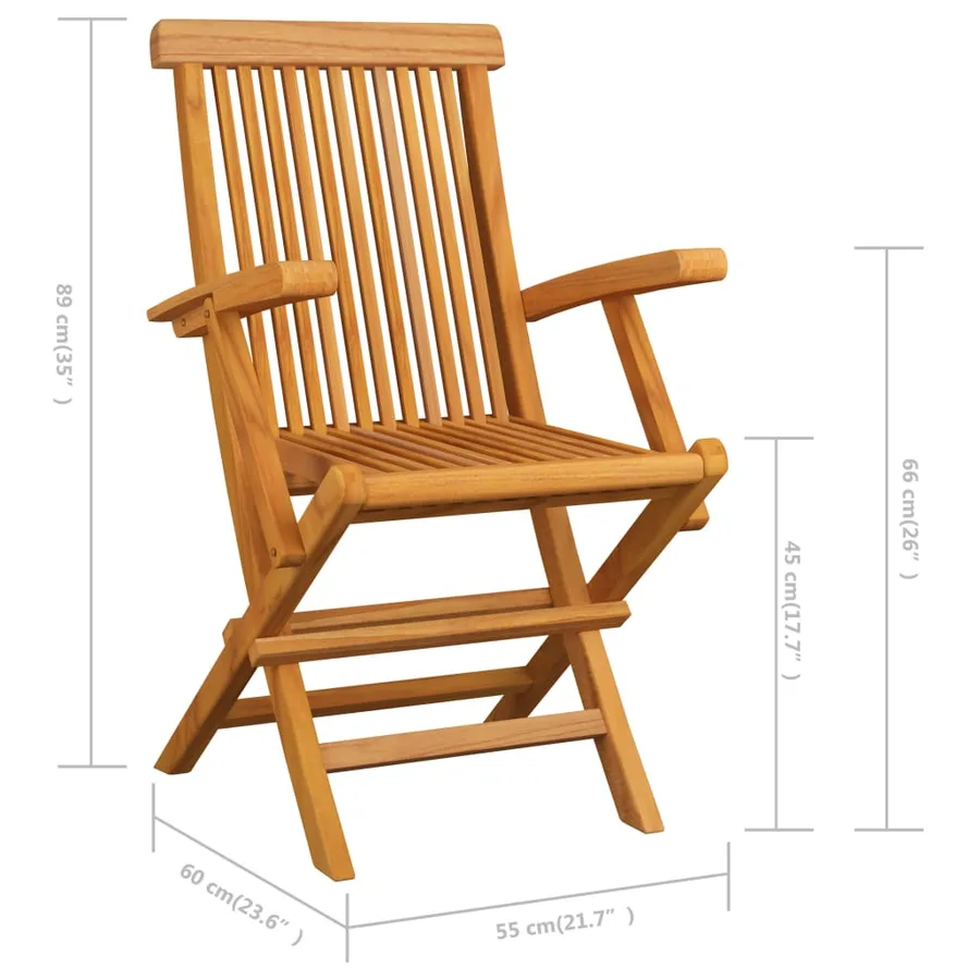 Chaises de jardin et coussins blanc crème lot de 3 Teck massif - 13