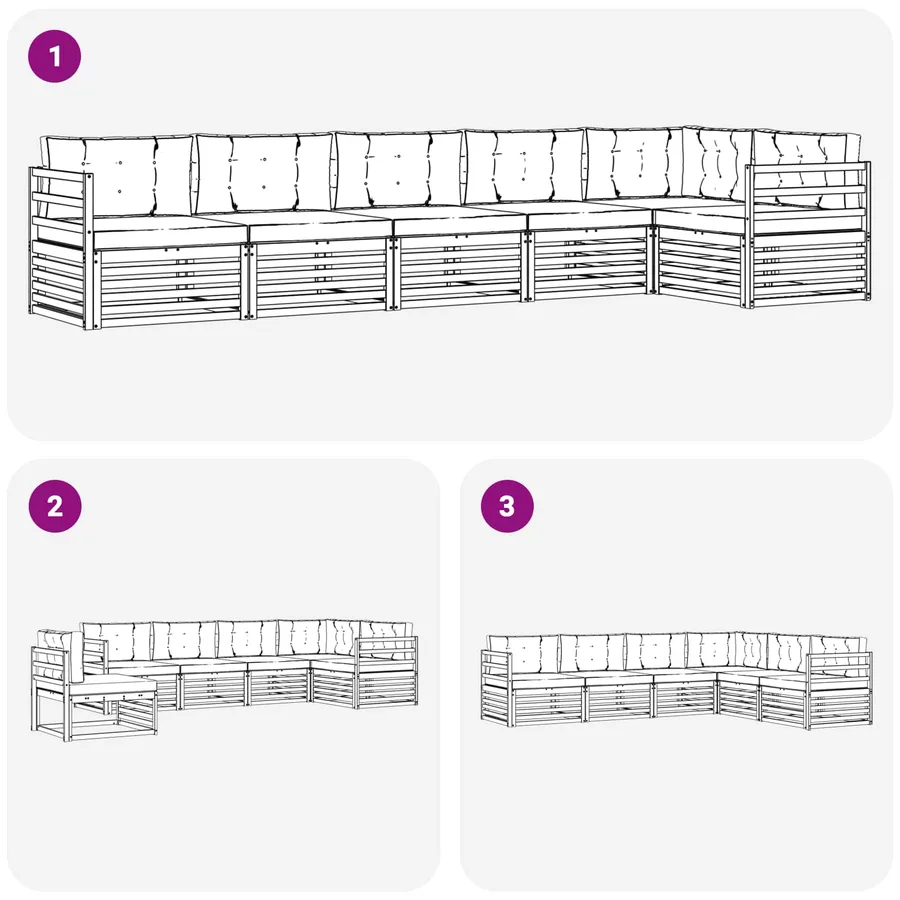 Ensemble de canapés d'extérieur 6 pcs Naturel et Anthracite - 7