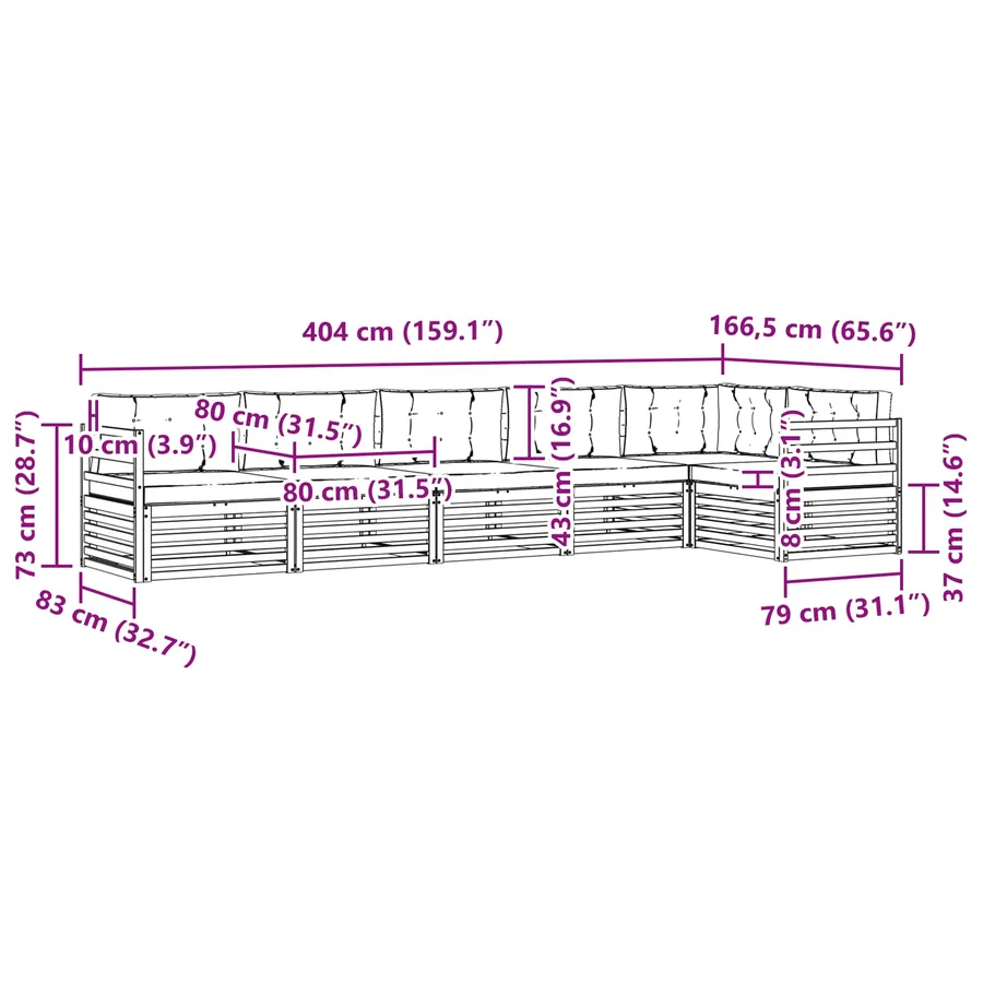 Ensemble de canapés d'extérieur 6 pcs Naturel et Anthracite - 8