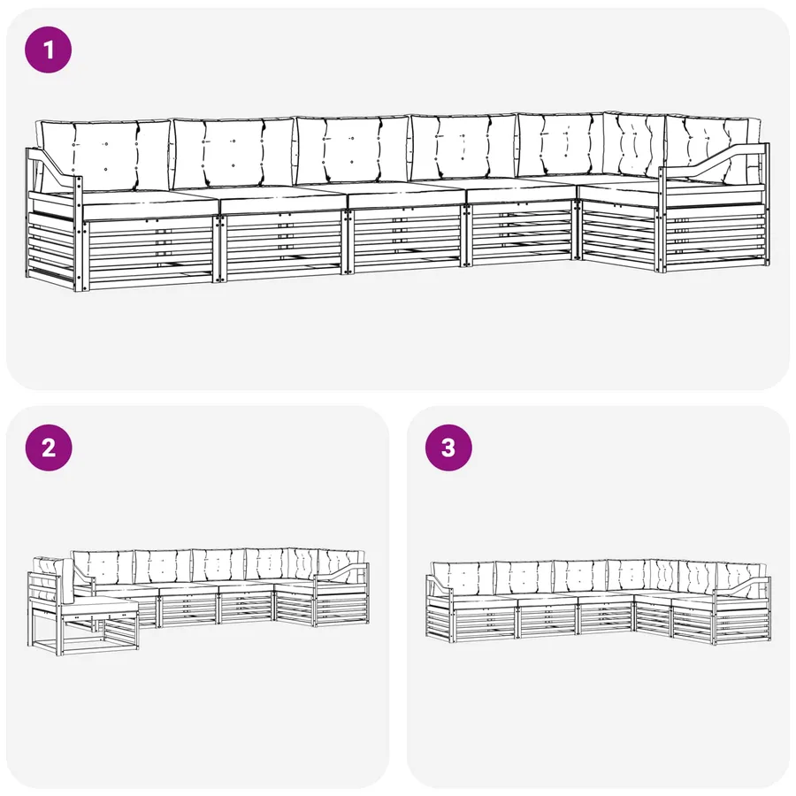 Ensemble de canapés d'extérieur 6 pcs Naturel et Anthracite - 7