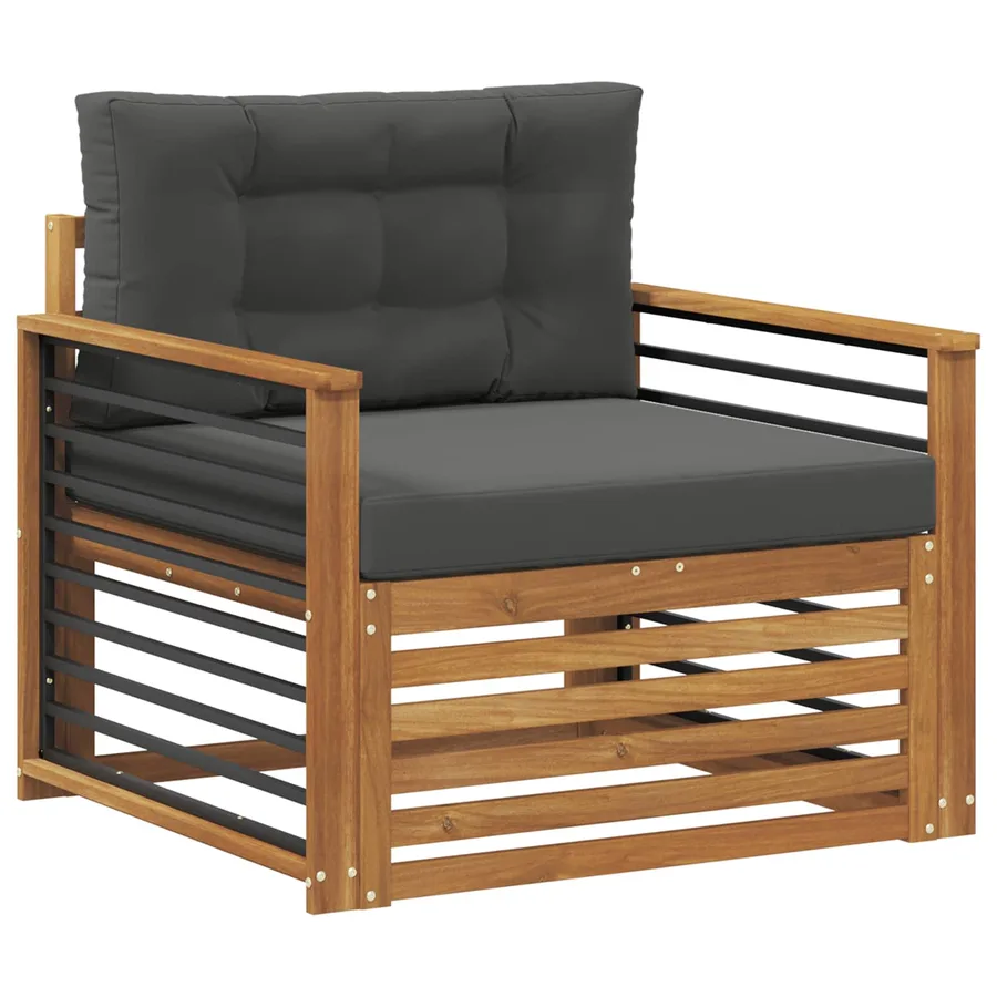 Canapé d’extérieur Bois d'acacia massif et polyester - 2