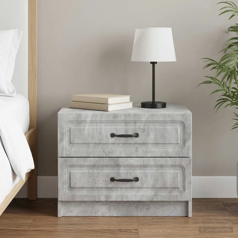 Cabinet de chevet avec tiroir Gris béton 62 x 34,5 x 44,5 cm