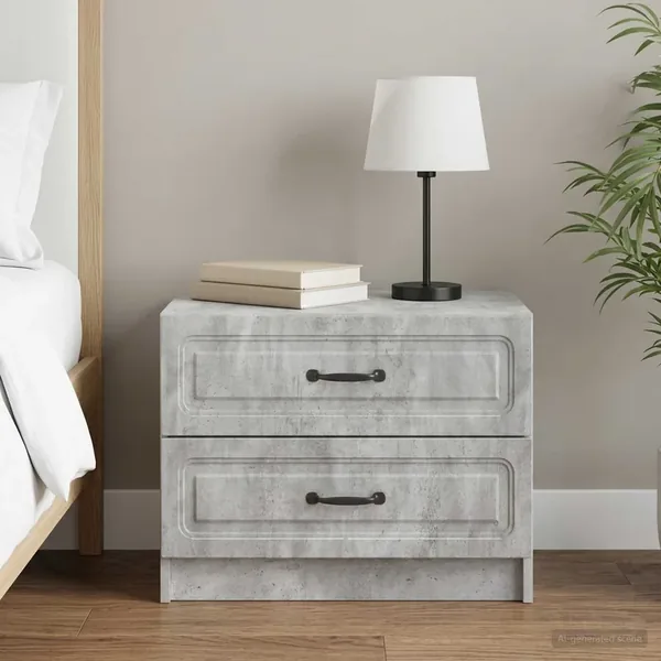 Cabinet de chevet avec tiroir Gris béton 62 x 34,5 x 44,5 cm