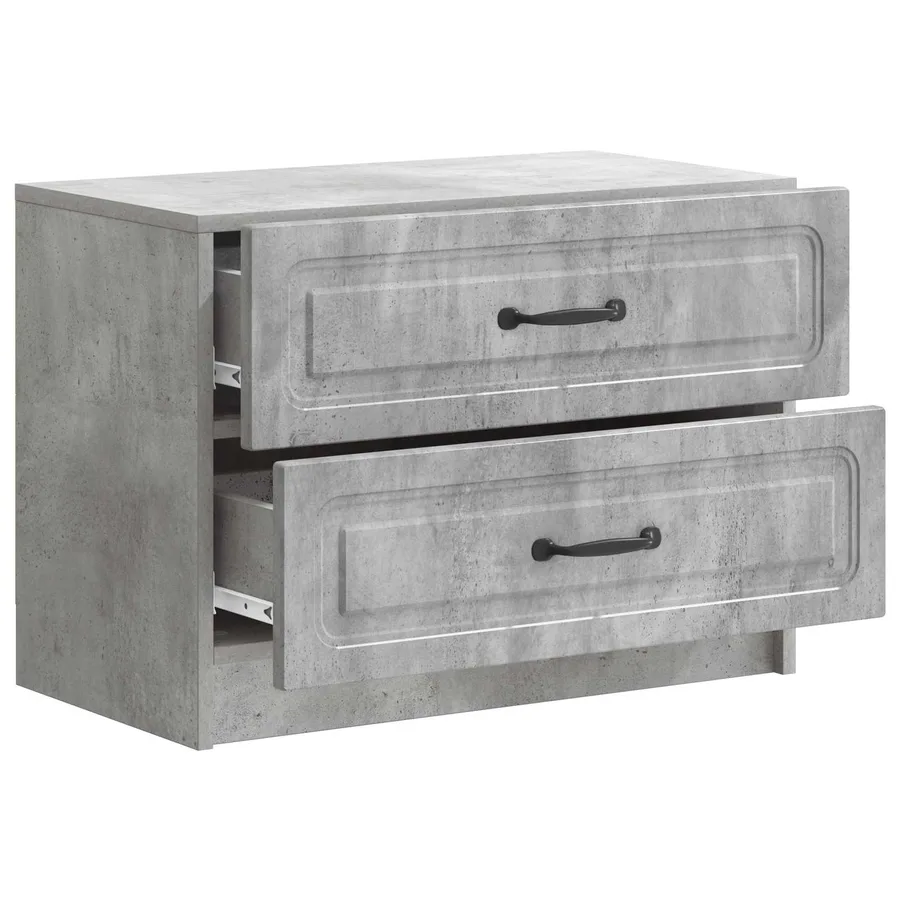 Cabinet de chevet avec tiroir Gris béton 62 x 34,5 x 44,5 cm - 4