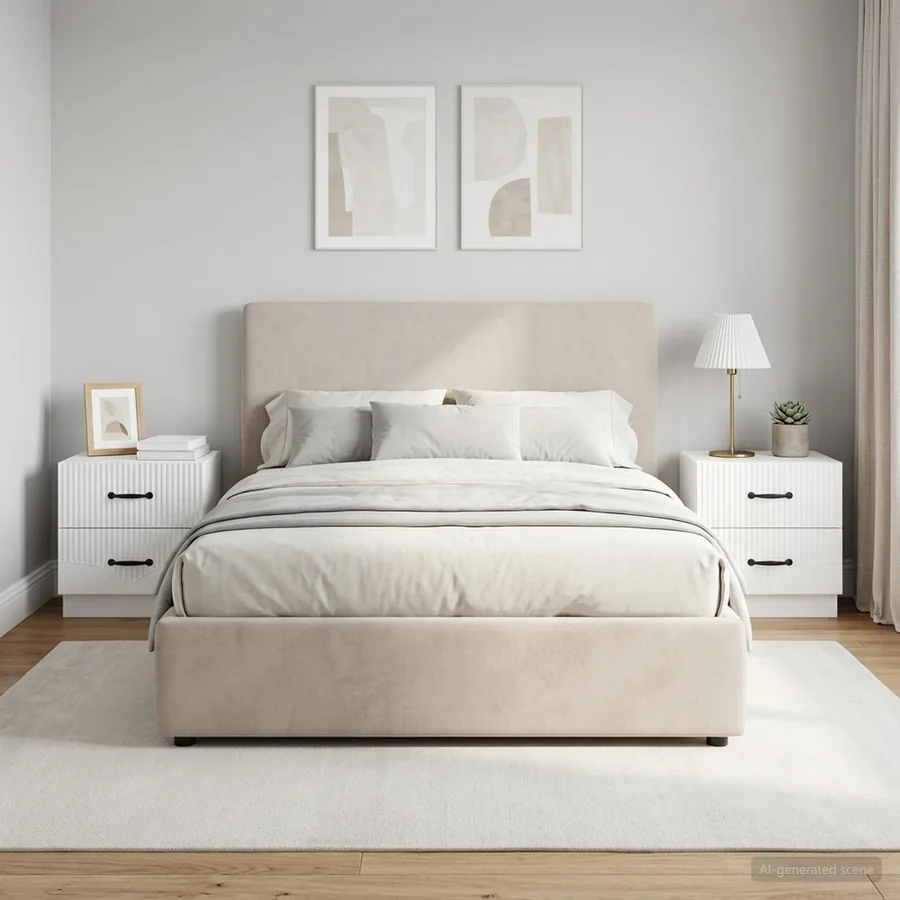 Cabinet de chevet 2 pcs Blanc brillant 43 x 34,5 x 44,5 cm