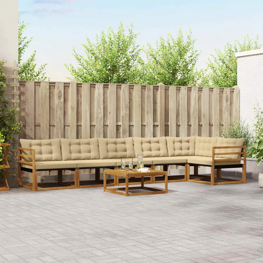 Ensemble de canapés d'extérieur 7 pcs Naturel et Beige