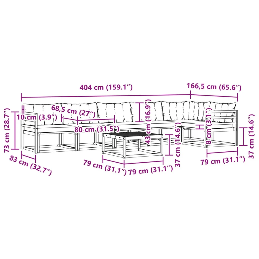 Ensemble de canapés d'extérieur 7 pcs Naturel et Beige - 14