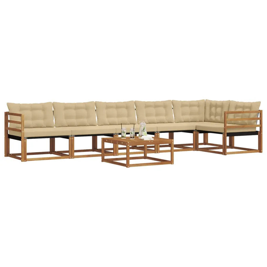 Ensemble de canapés d'extérieur 7 pcs Naturel et Beige - 3