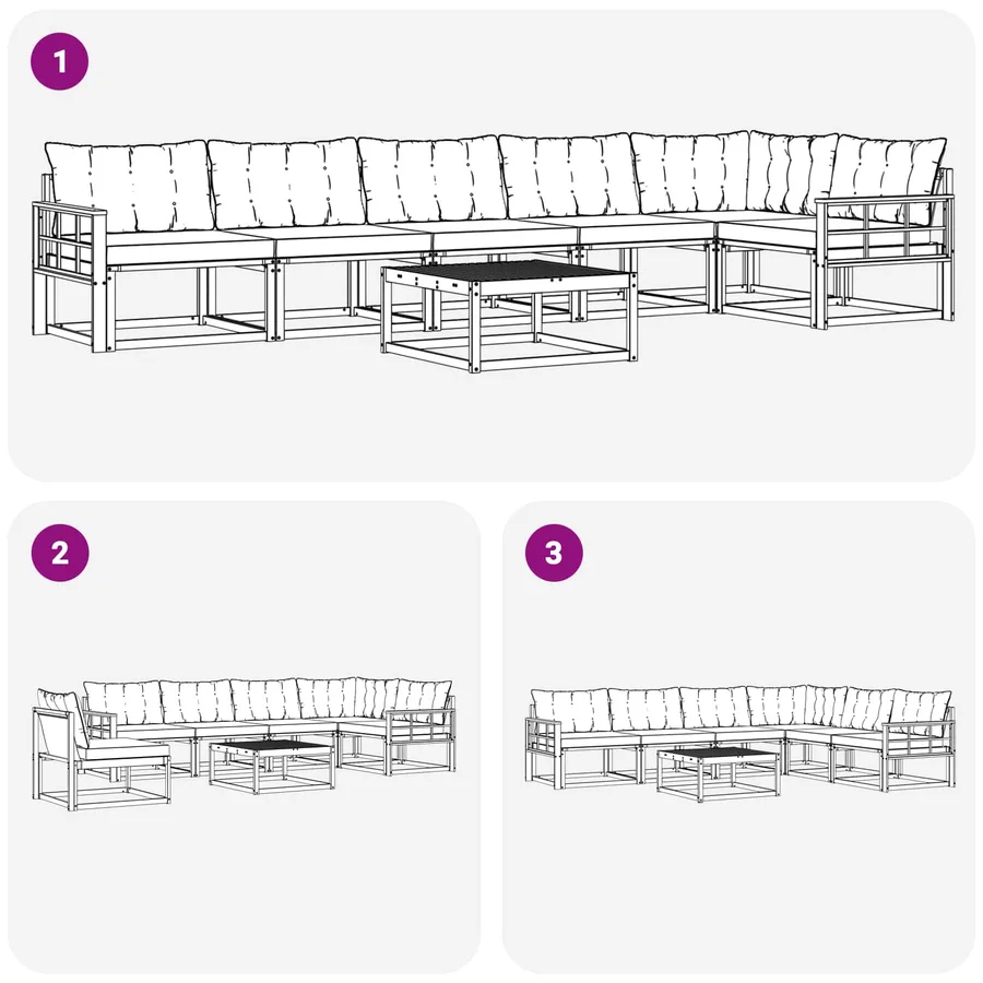 Ensemble de canapés d'extérieur 7 pcs Naturel et Beige - 10