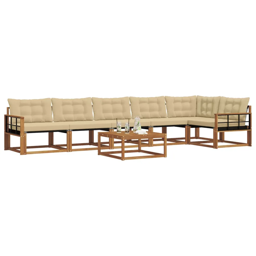 Ensemble de canapés d'extérieur 7 pcs Naturel et Beige - 3