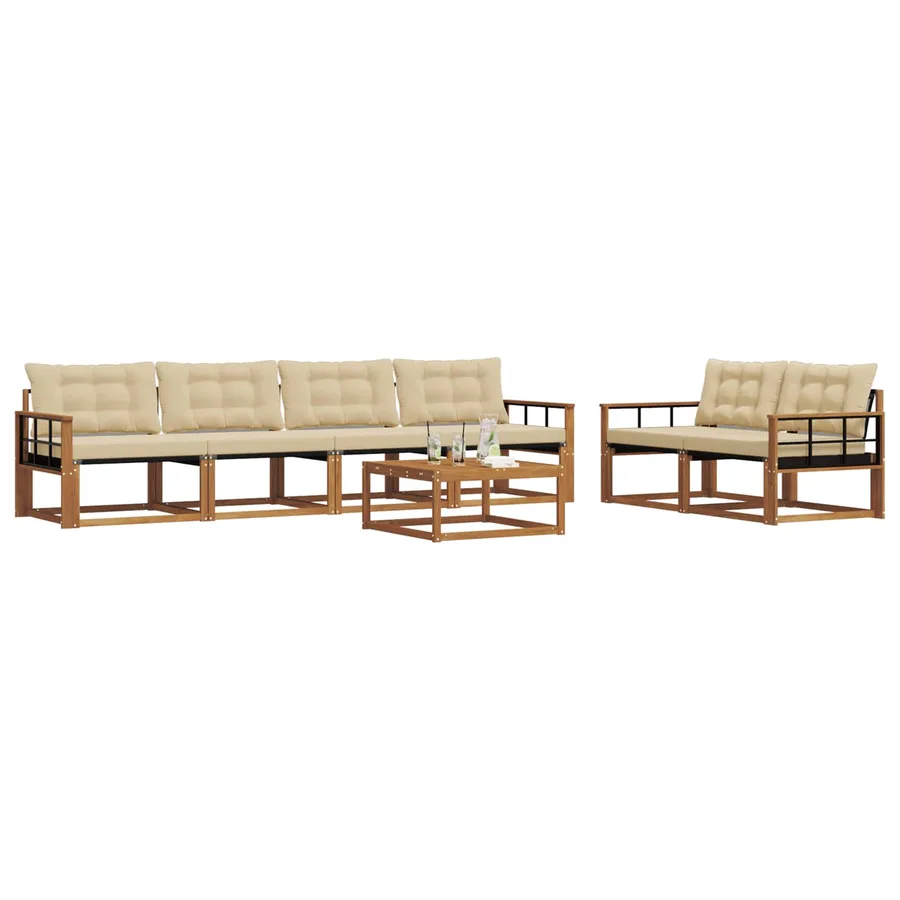 Ensemble de canapés d'extérieur 7 pcs Naturel et Beige - 3