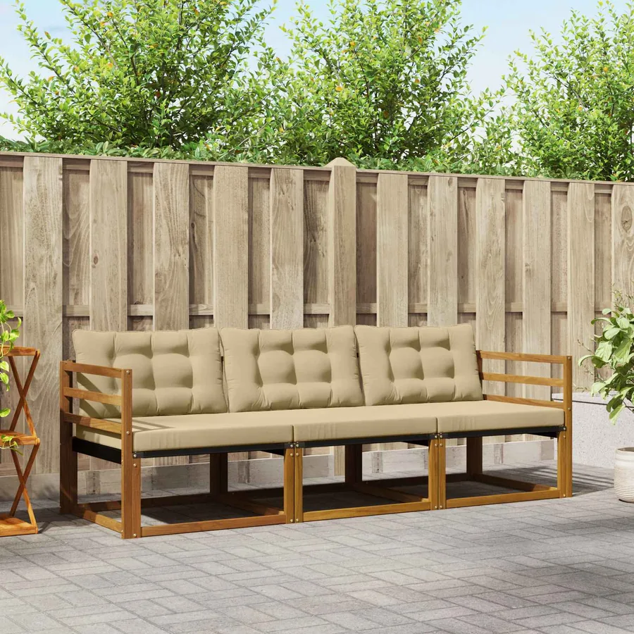 Ensemble de canapés d'extérieur 3 pcs Naturel et Beige