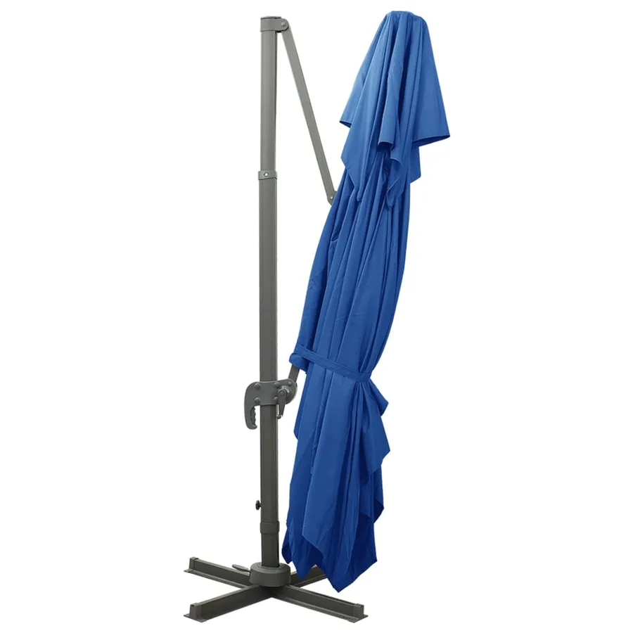 Parasol de jardin en porte-à-faux avec double toit bleu azuré - 4
