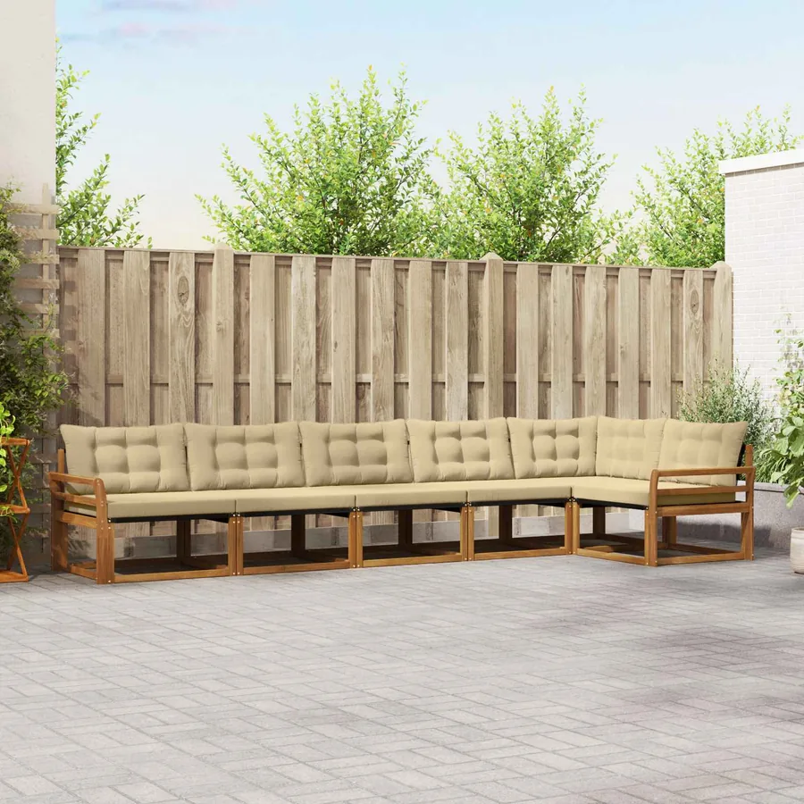 Ensemble de canapés d'extérieur 6 pcs Naturel et Beige