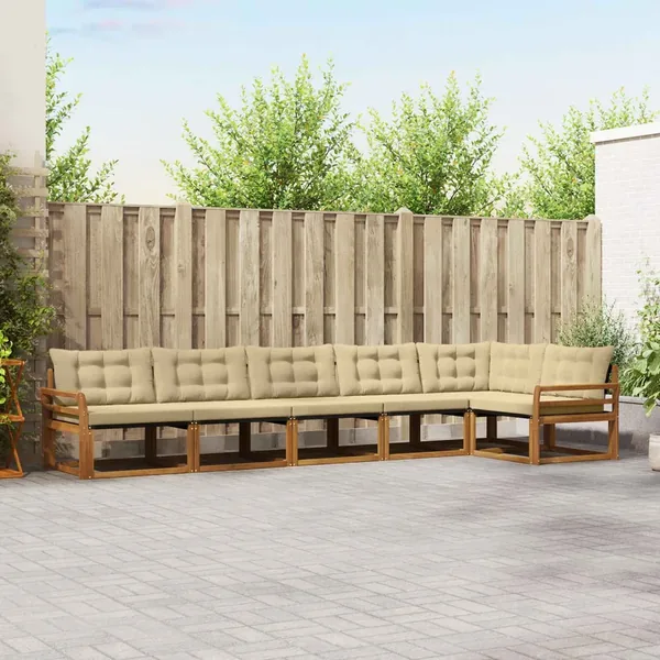 Ensemble de canapés d'extérieur 6 pcs Naturel et Beige