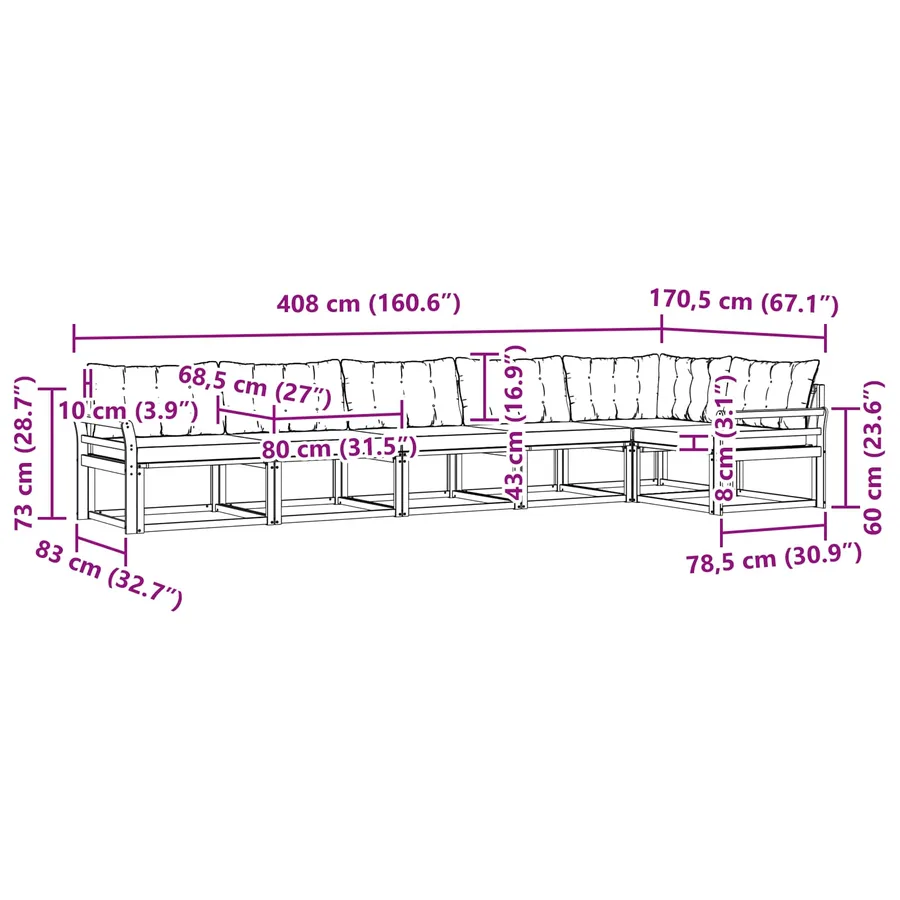 Ensemble de canapés d'extérieur 6 pcs Naturel et Beige - 12