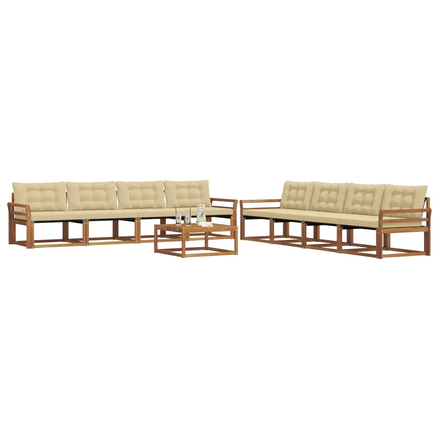 Ensemble de canapés d'extérieur 9 pcs Naturel et Beige - 3