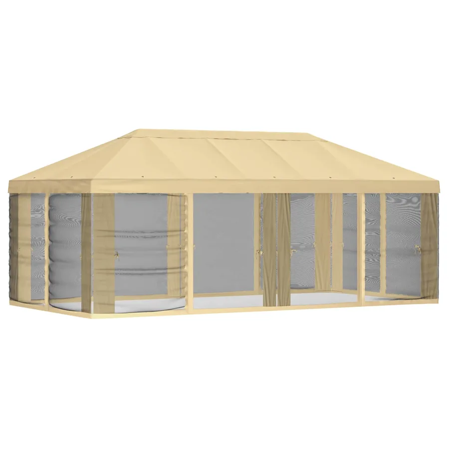 Housse de tonnelle avec murs latéraux 6 x 3 m Crème Polyester - 3