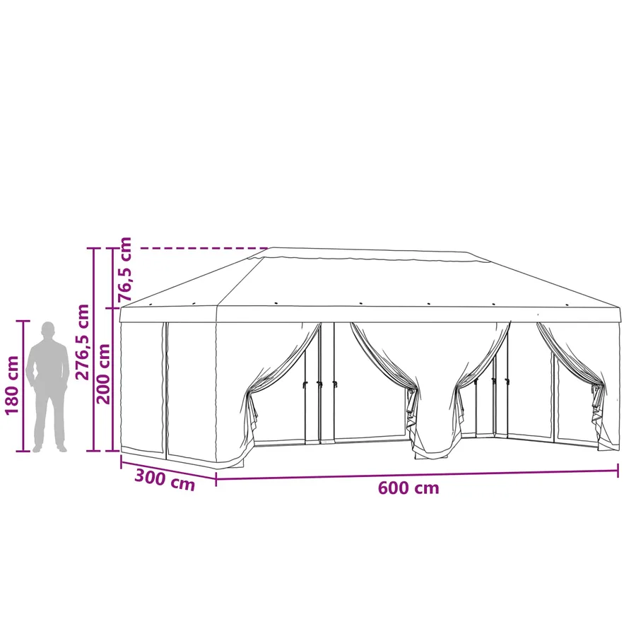 Housse de tonnelle avec murs latéraux 6 x 3 m Crème Polyester - 8