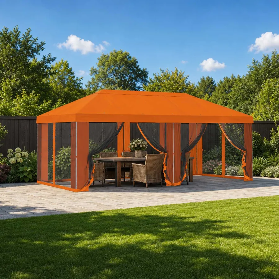 Housse de tonnelle avec murs latéraux 6 x 3 m Orange Polyester