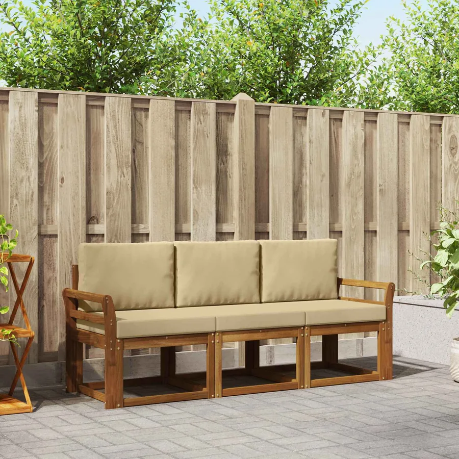 Ensemble de canapés d'extérieur 3 pcs Naturel et Beige