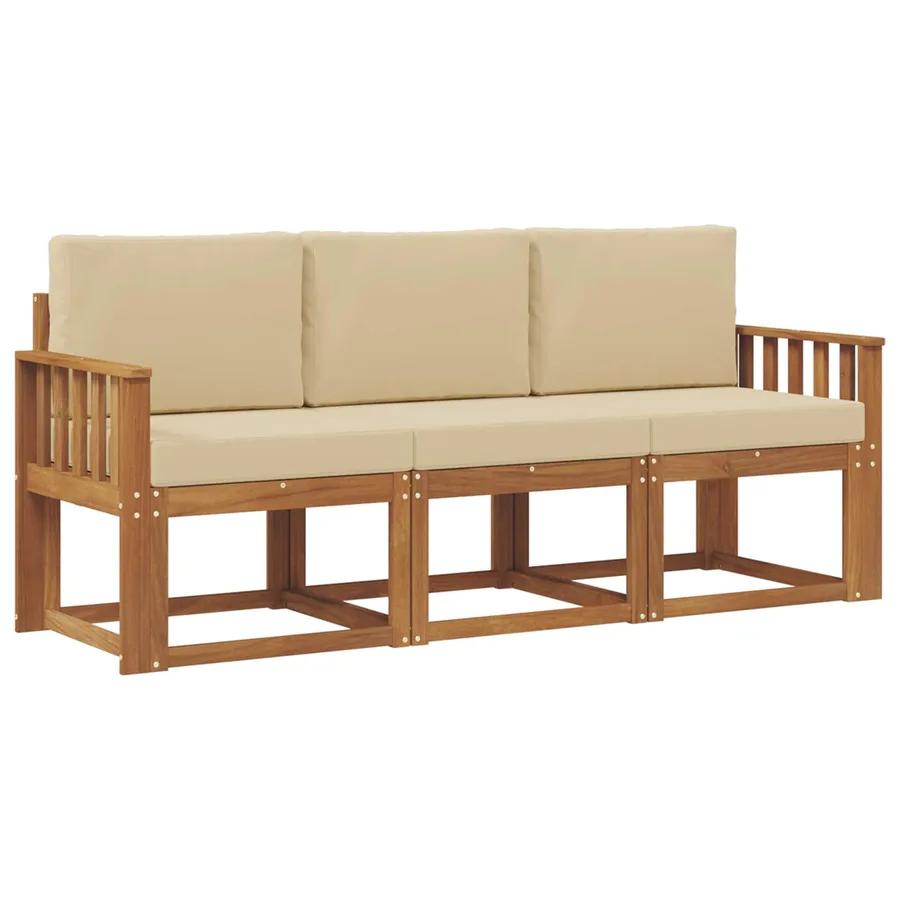 Ensemble de canapés d'extérieur 3 pcs Naturel et Beige - 2