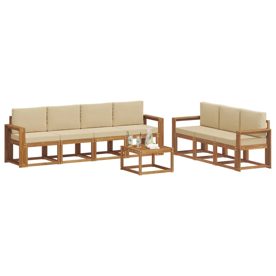 Ensemble de canapés d'extérieur 8 pcs Naturel et Beige - 3