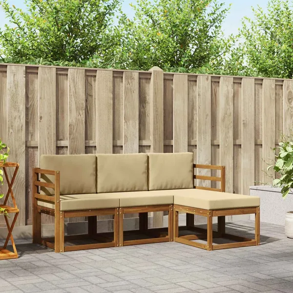 Ensemble de canapés d'extérieur 4 pcs Naturel et Beige