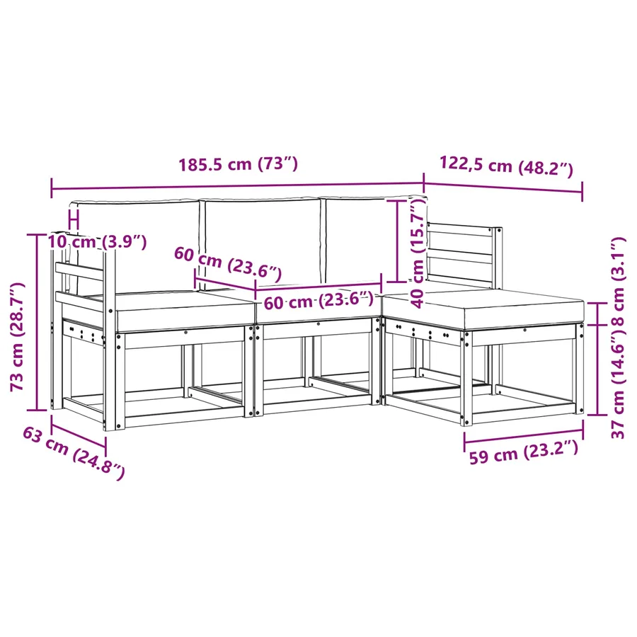 Ensemble de canapés d'extérieur 4 pcs Naturel et Beige - 8
