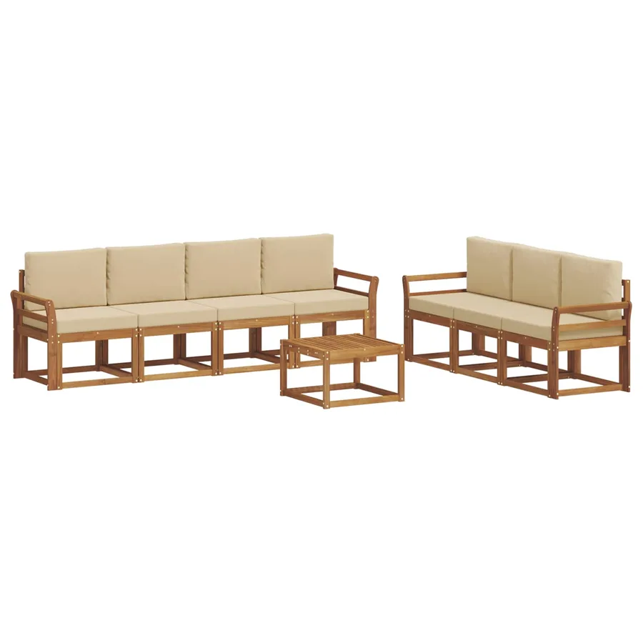 Ensemble de canapés d'extérieur 8 pcs Naturel et Beige - 2
