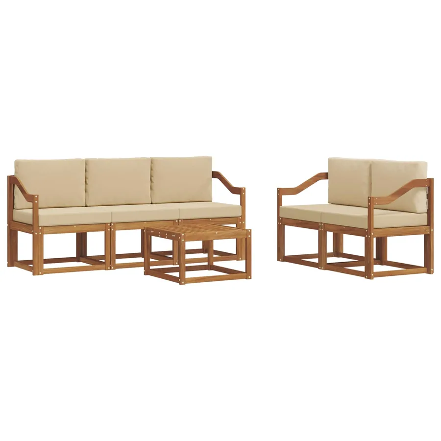 Ensemble de canapés d'extérieur 6 pcs Naturel et Beige - 2