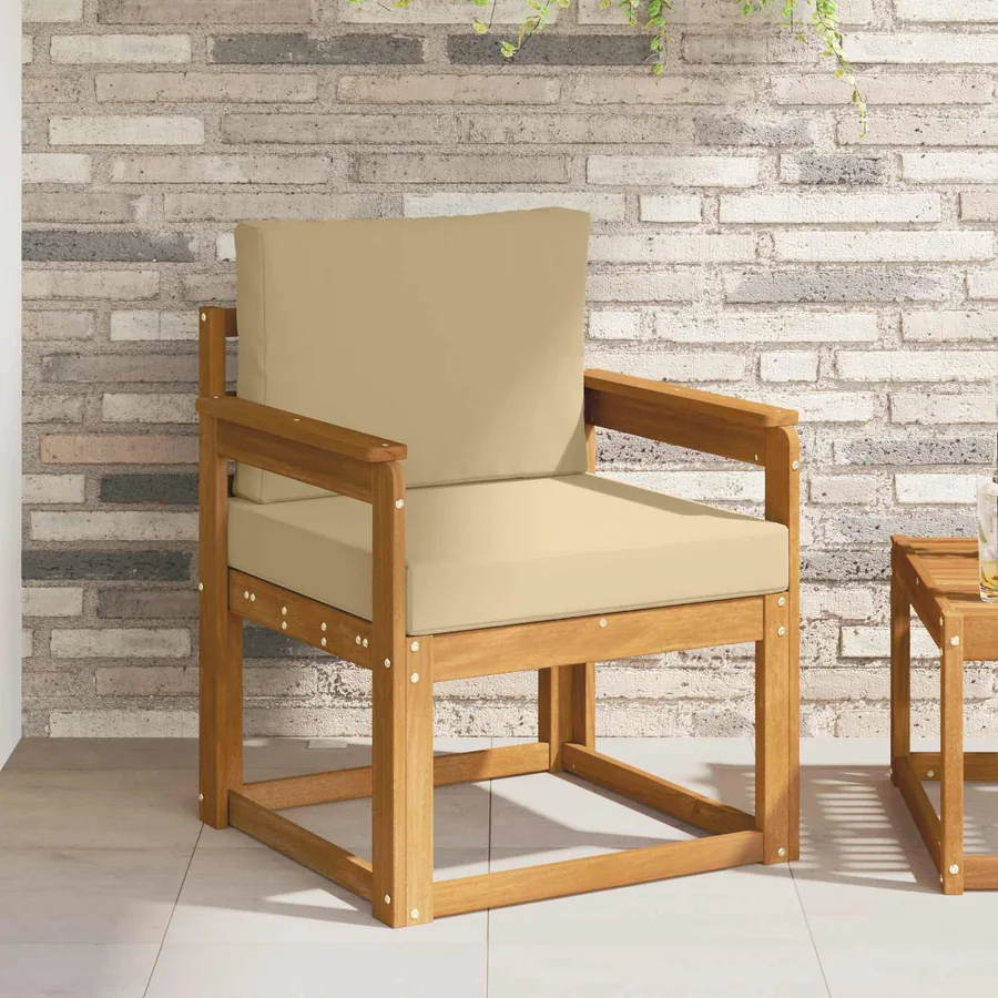 Canapé d’extérieur Bois d'acacia massif et polyester Naturel